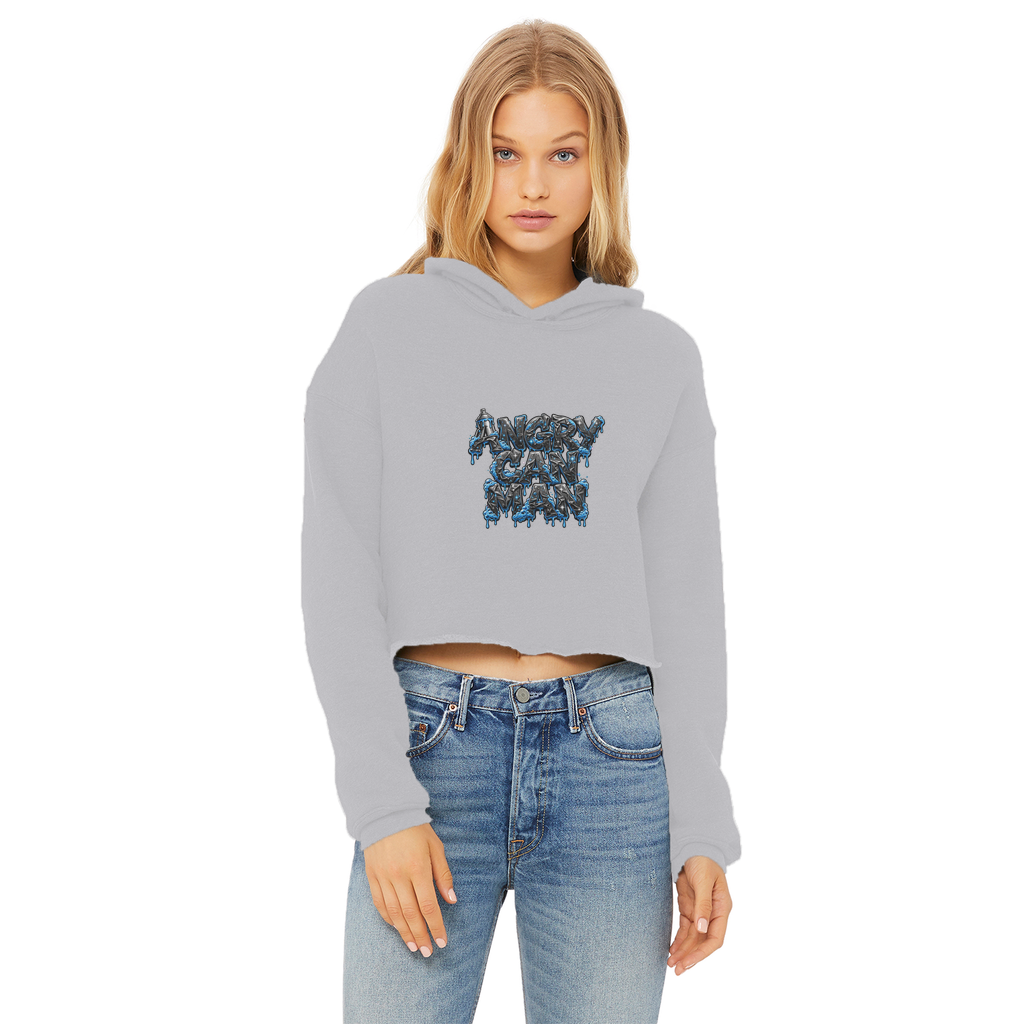 ANGRY CAN MAN 2.0 Ladies Cropped Raw Edge Hoodie