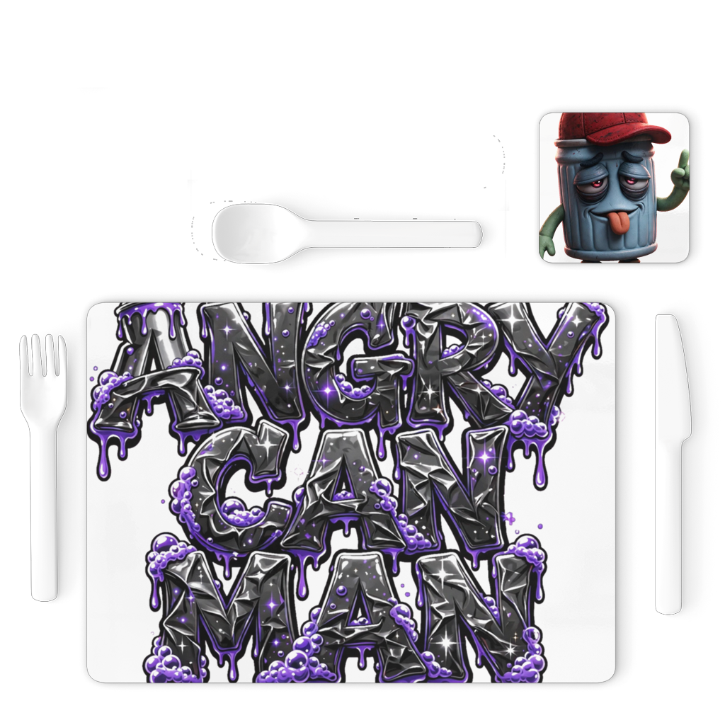 ANGRY CAN MAN 3.0 Single Placemat and Coaster Set