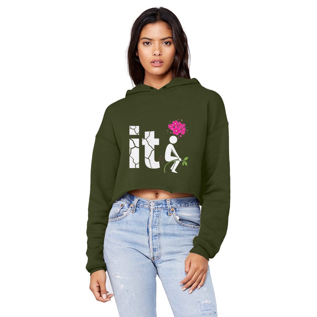 SARCASM 105 Cropped Raw Edge Boyfriend Hoodie