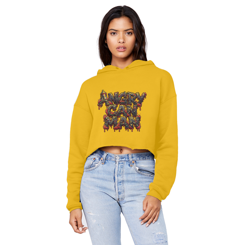 ANGRY CAN MAN 2.0 Cropped Raw Edge Boyfriend Hoodie