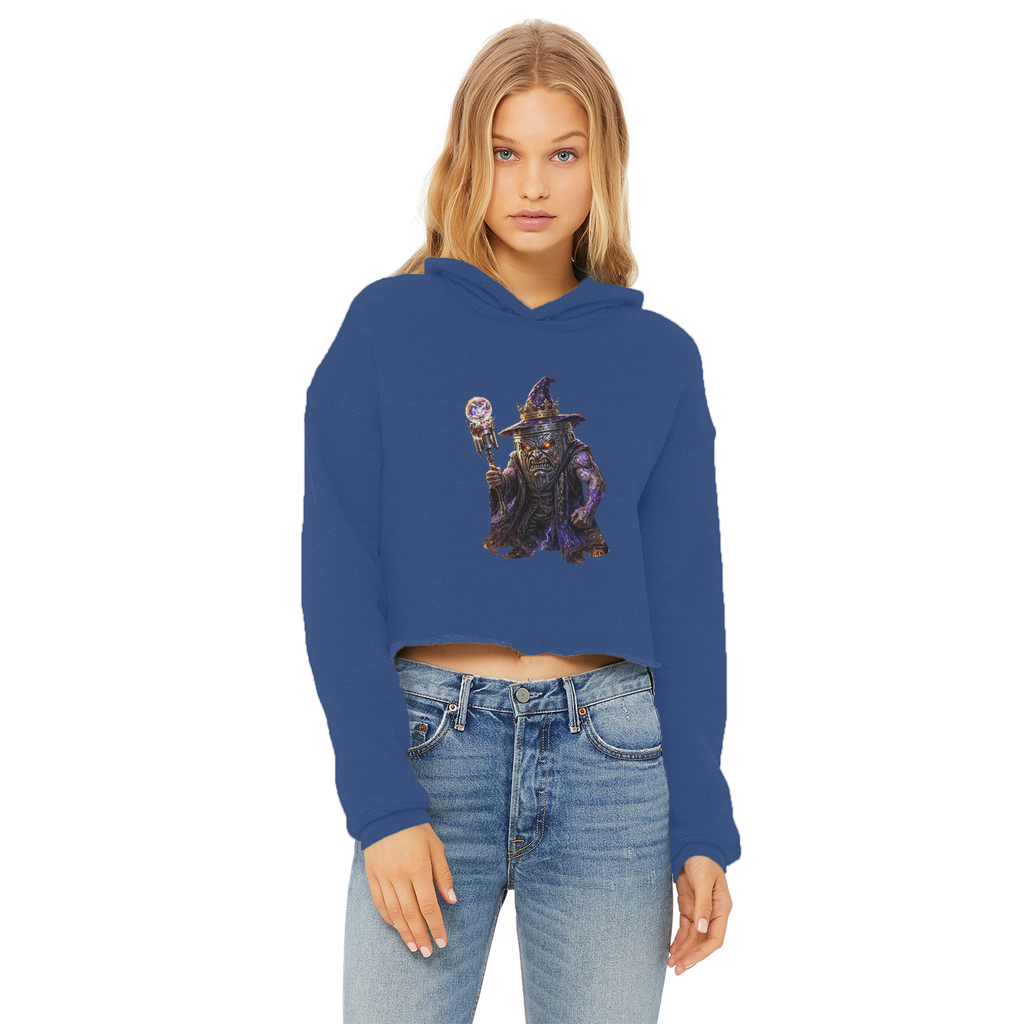 angry can man Ladies Cropped Raw Edge Hoodie