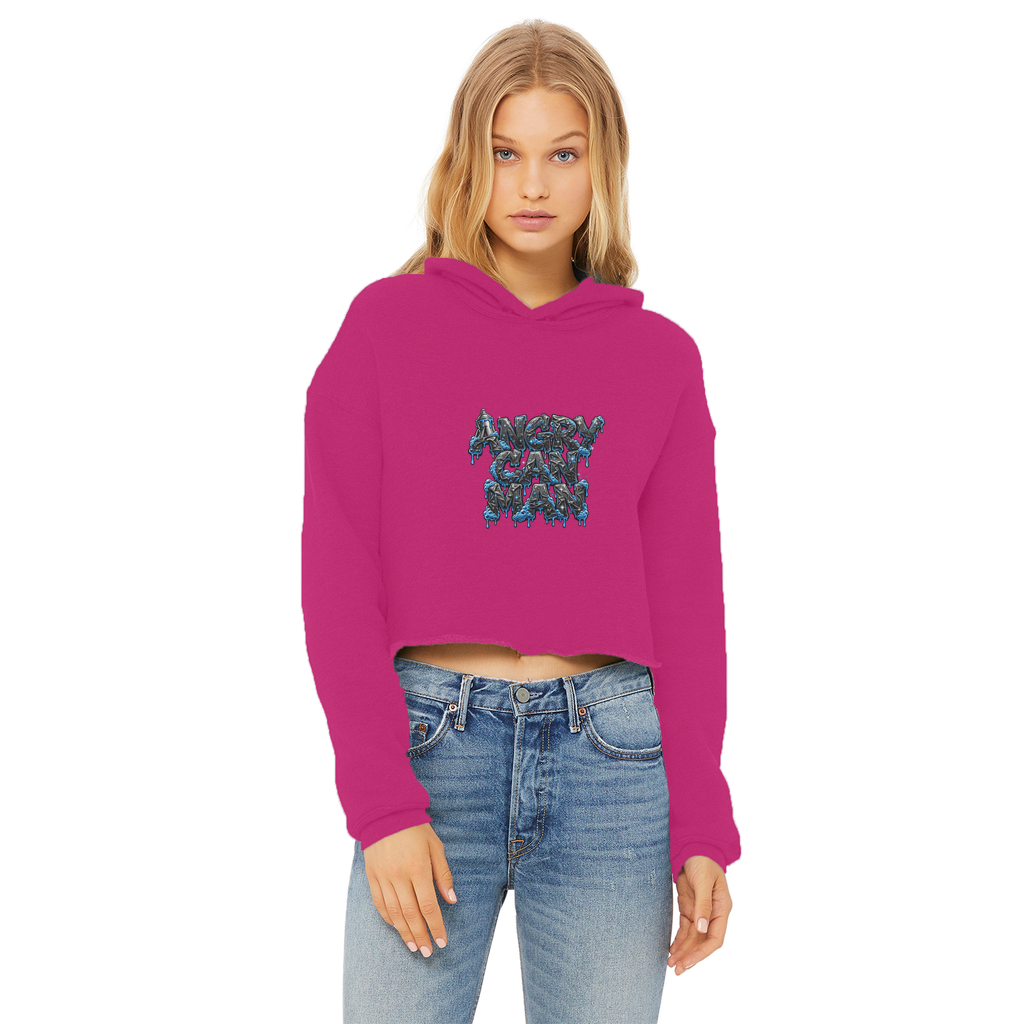 ANGRY CAN MAN 2.0 Ladies Cropped Raw Edge Hoodie