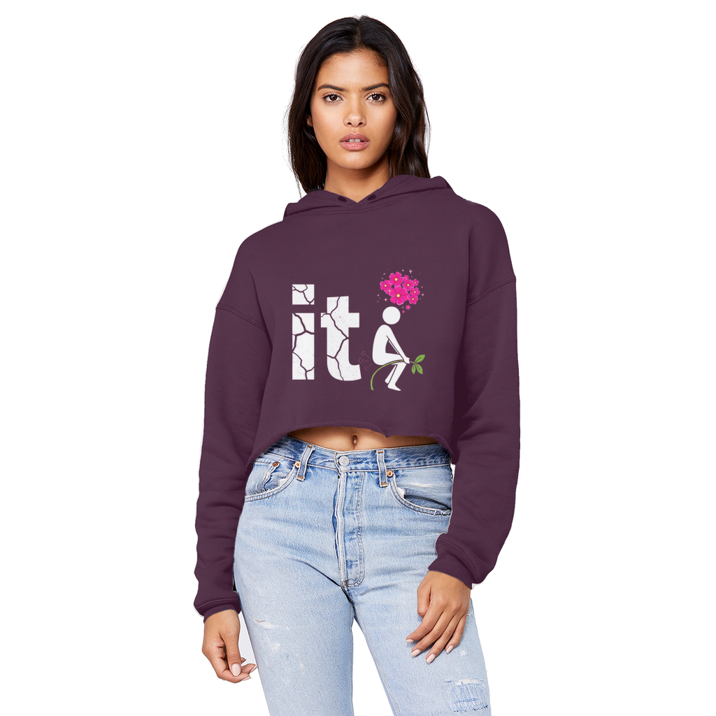 SARCASM 105 Cropped Raw Edge Boyfriend Hoodie