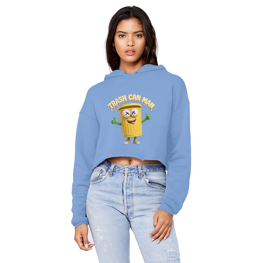 TRASH CAN MAN Cropped Raw Edge Boyfriend Hoodie