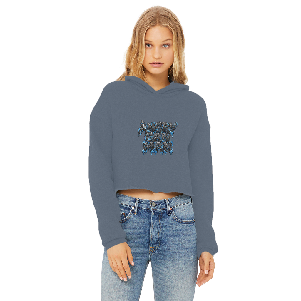 ANGRY CAN MAN 2.0 Ladies Cropped Raw Edge Hoodie