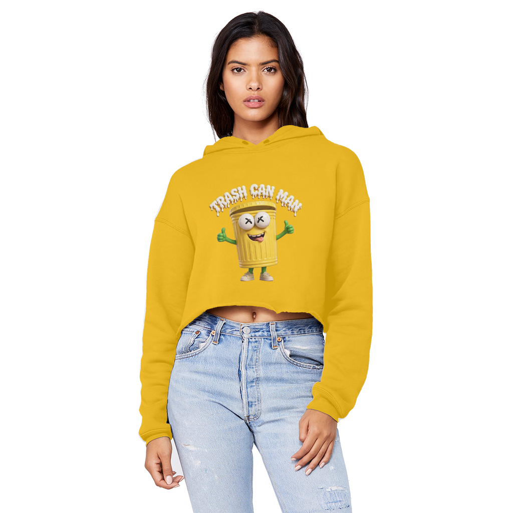 TRASH CAN MAN Cropped Raw Edge Boyfriend Hoodie