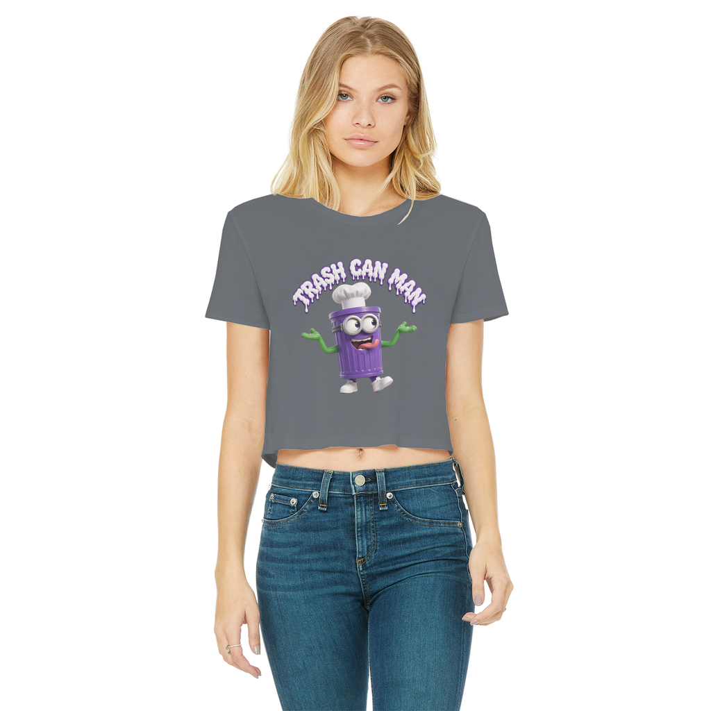 TRASH CAN MAN Classic Women's Cropped Raw Edge T-Shirt