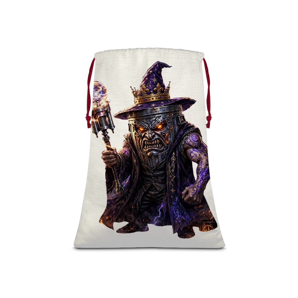 angry can man Sublimation Linen Drawstring Sack