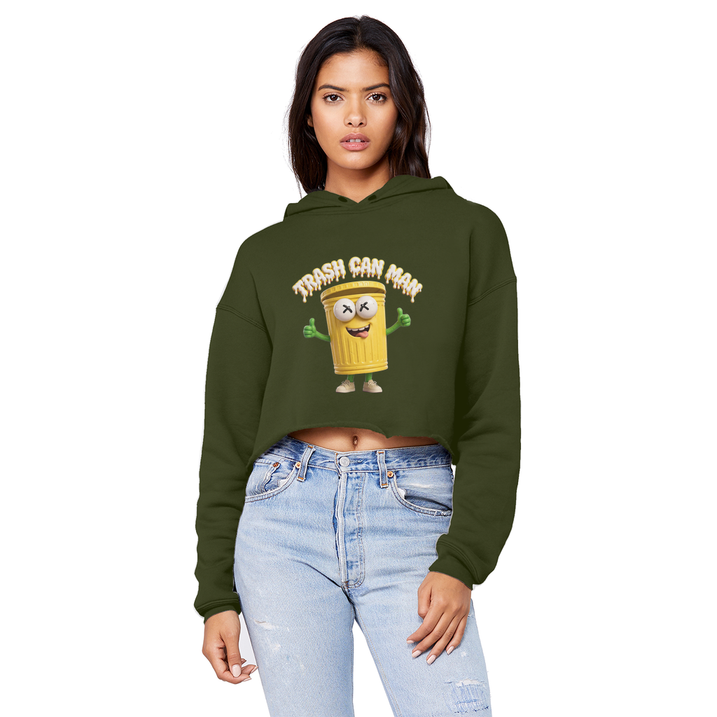 TRASH CAN MAN Cropped Raw Edge Boyfriend Hoodie