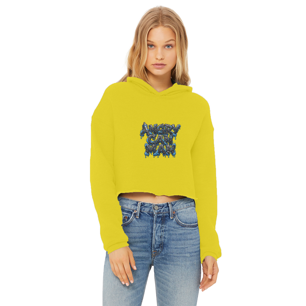 ANGRY CAN MAN 2.0 Ladies Cropped Raw Edge Hoodie
