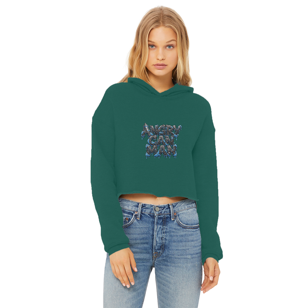 ANGRY CAN MAN 2.0 Ladies Cropped Raw Edge Hoodie